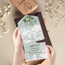CONVITES DE CASAMENTO DE eucalipto, verde e elegan