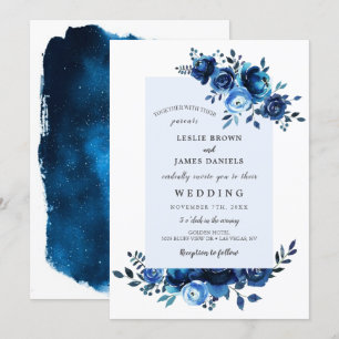 Convites De Casamento De Flor Azul Floral De Flor