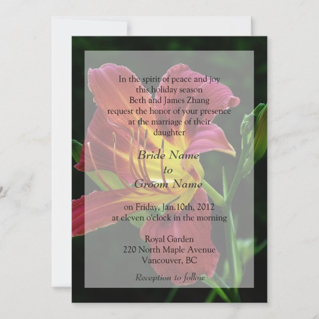 Convites de casamento de flor de lírio bonita (Frente)