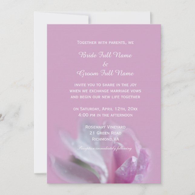 convites de casamento de flor de magnólia rosa enc (Frente)