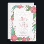 Convites De Casamento De Florais Pintados<br><div class="desc">Itens correspondentes disponíveis. Visite nossa loja em BERRYBERRYSWEET.COM para mais opções. Design © Berry Berry Sweet Designs</div>
