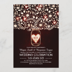Convites de casamento de flores de jarro de amor v