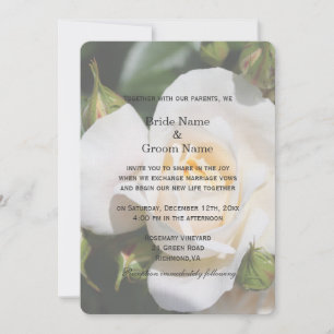 Convites de casamento de flores de rosa branca lin