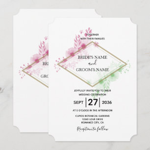 Convites de Casamento de Flores em Aquarela Elegan