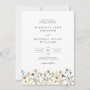 Convites de Casamento de Flores Silvestres Elegant