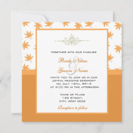 Convites de casamento de folhas amarelas de outono