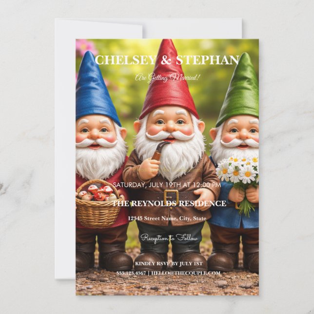 Convites de Casamento de Gnomos para Download Inst (Frente)