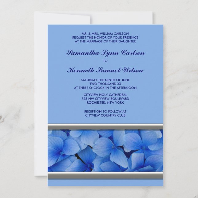 Convites de Casamento de Hortênsia Azul Roxa (Frente)