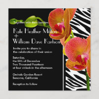 Convites de casamento de Impressão de Zebra Orquíd