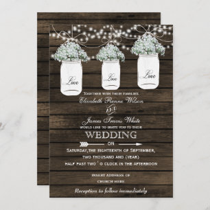 Convites de casamento de jarro de barnwood
