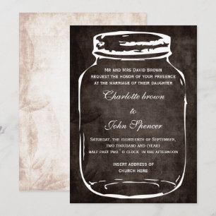 convites de casamento de jarro de pedras rústicas