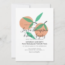 Convites de Casamento de Laranja Desenhada à Mão c