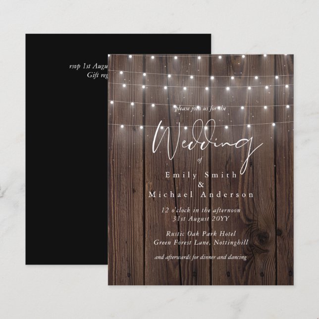 CONVITES DE CASAMENTO de Luzes Russas de Woodland  (Frente/Verso)