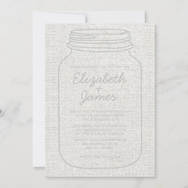 Convites De Casamento De Mason Jar, Ruptura De Pra (Frente)