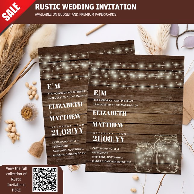 Convites de casamento de Mason Jars de Luzes Russa (Criador carregado)