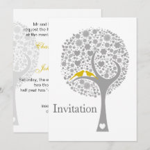 convites de casamento de mod de aves amarelas da á