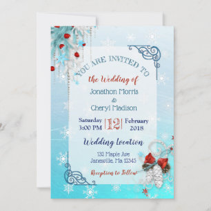 Convites de Casamento de Natal em Floco de Neve Az