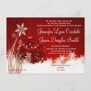 Convites de Casamento de Natal Vermelho e Branco p