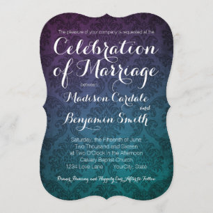 Convites de casamento de Ombre de Aqua Roxo Vintag