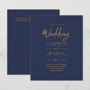 Convites de casamento de Orçamento Dourado Azul M