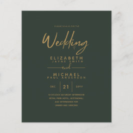 Convites de casamento de Orçamento Dourado Verde M