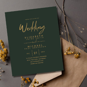 Convites de casamento de Orçamento Dourado Verde M
