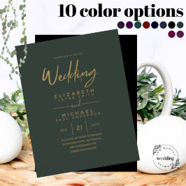 Convites de casamento de Orçamento Dourado Verde M