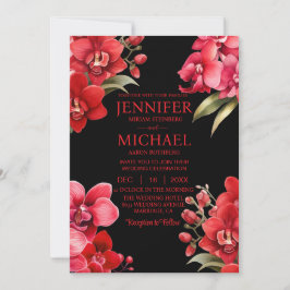 Convites de Casamento de Orquídeas Vermelhas Inver