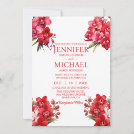 Convites de Casamento de Orquídeas Vermelhas Inver
