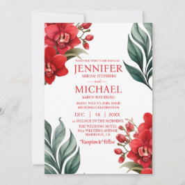 Convites de Casamento de Orquídeas Vermelhas Inver