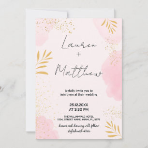Convites de Casamento de Ouro Rosa