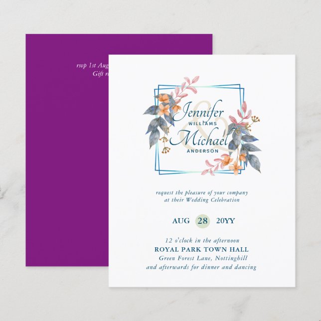 Convites de Casamento de Outono com Folhas de Jard (Frente/Verso)