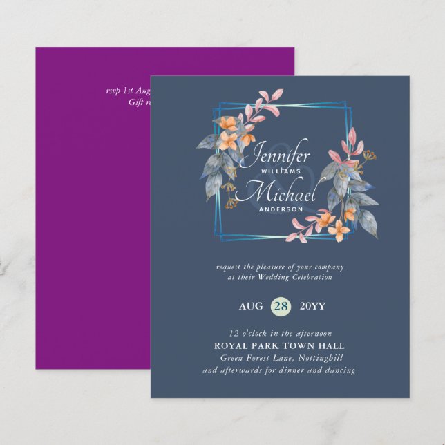 Convites de Casamento de Outono com Folhas de Jard (Frente/Verso)