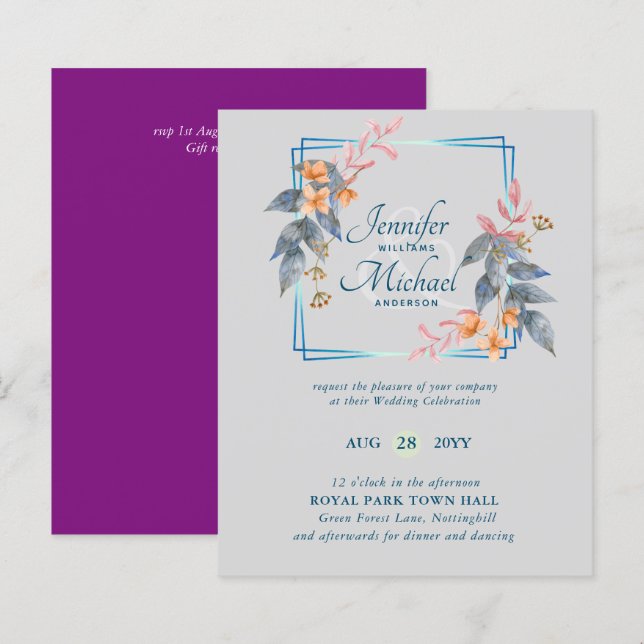 Convites de Casamento de Outono Folhas de Jardim O (Frente/Verso)