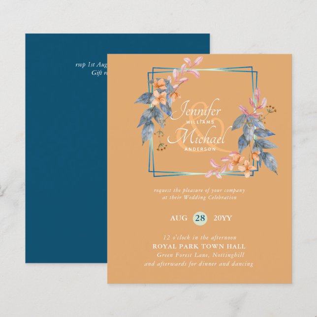 Convites de Casamento de Outono Folhas de Jardim O (Frente/Verso)