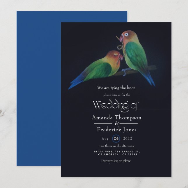 Convites De Casamento De Pássaros De Amor Divertid (Frente/Verso)