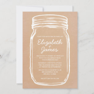 Convites De Casamento De Peach Vintage Mason Jar