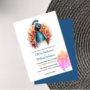 Convites De Casamento De Peacock Por Aquarela