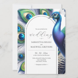 Convites de Casamento de Peacock Única de Aquarela