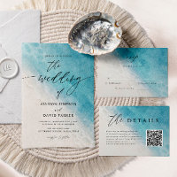 Convites de Casamento de Praia Oceano Azul de Verã