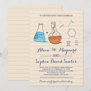 Convites de Casamento de Química Azul e Laranja