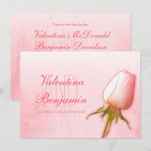 Convites de casamento de rosa-bud de Rosa claro