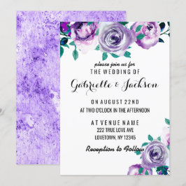 Convites De Casamento De Rosa Floral De Mint & Pur