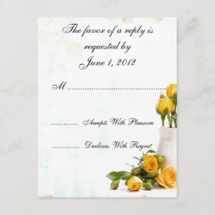 Convites de casamento de rosas amarelas RSVP