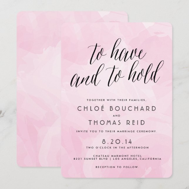 Convites De Casamento De Script De Água bonito (Frente/Verso)