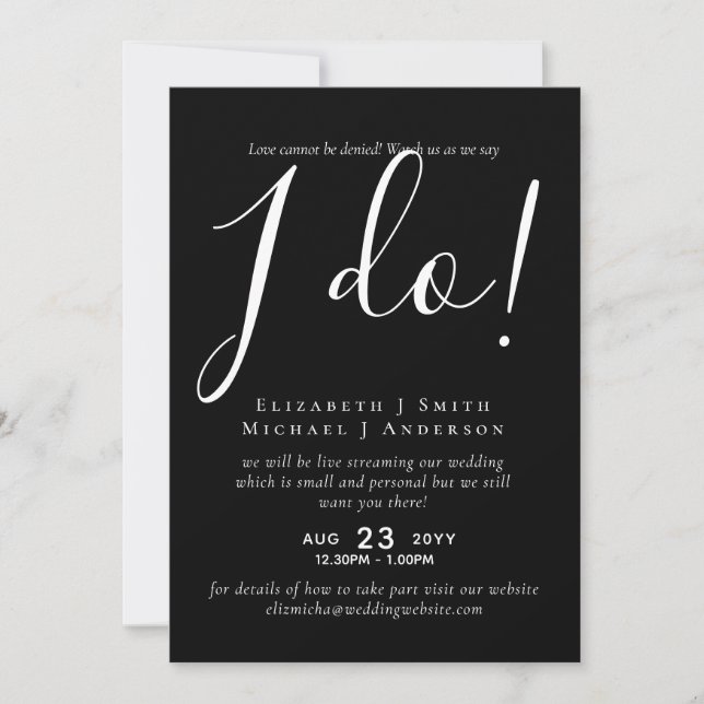 Convites de casamento De Transmissão Ao Vivo - Vej (Frente)