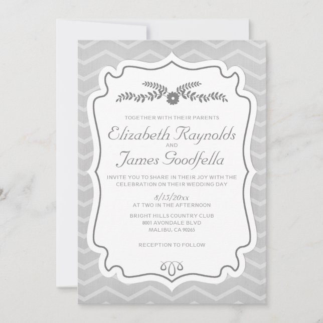 Convites De Casamento De Trevo De Prata (Frente)