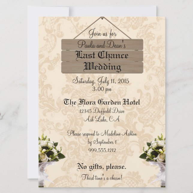 Convites de Casamento de Última Oportunidade Perso (Frente)