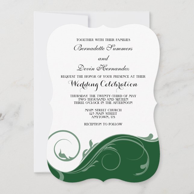 Convites de casamento do suporte de espiral verde  (Frente)
