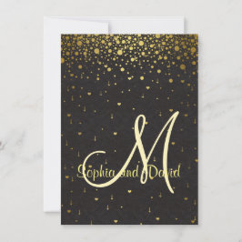 Convites de Casamento  | Dourado Glam Confetti Con